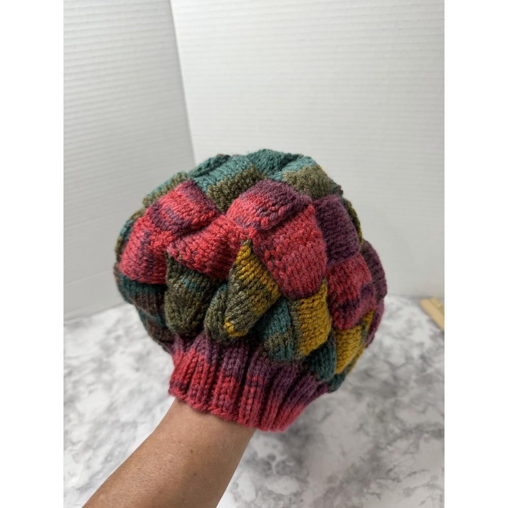 Chunky Cable Knit Cozy Winter Handmade Y2K Vintage Beanie Cap Hat 90's Boho Vibe - Picture 5 of 10